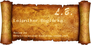Leipniker Boglárka névjegykártya